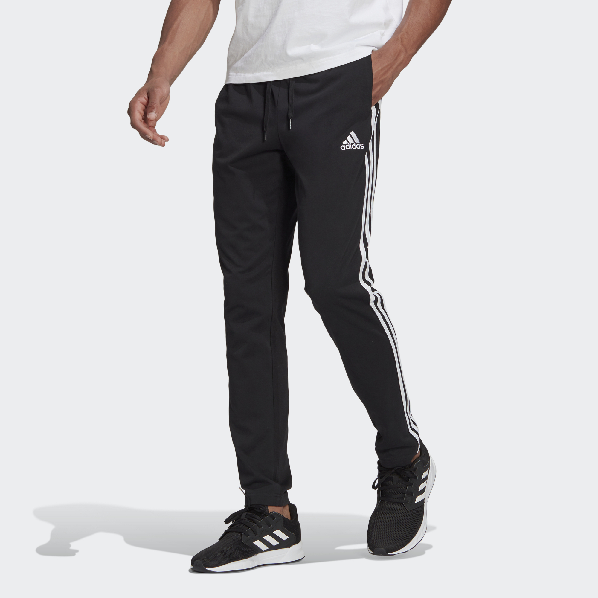 Essentials Single Jersey Tapered Open Hem 3-Stripes Pants