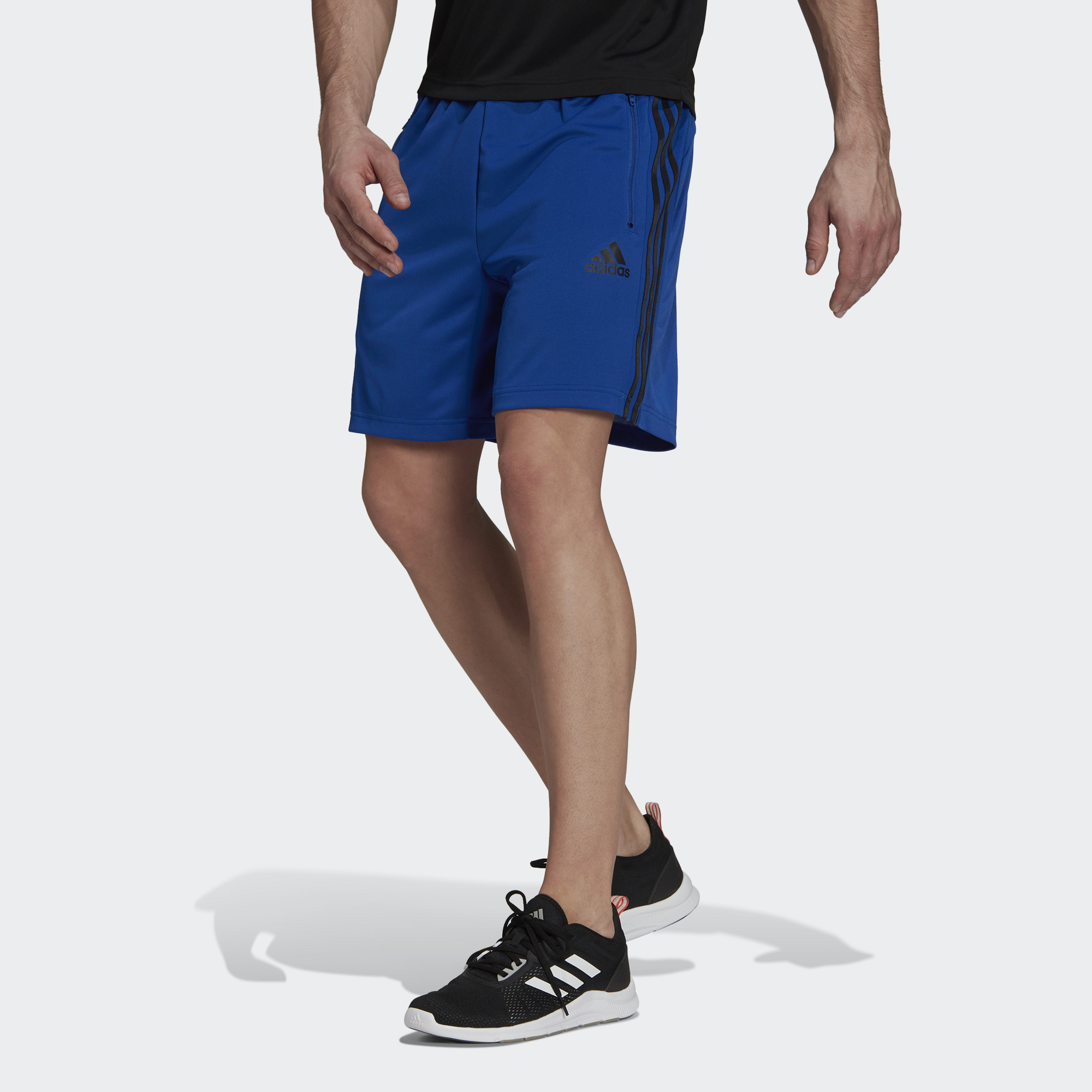 adidas blue 3 stripe shorts