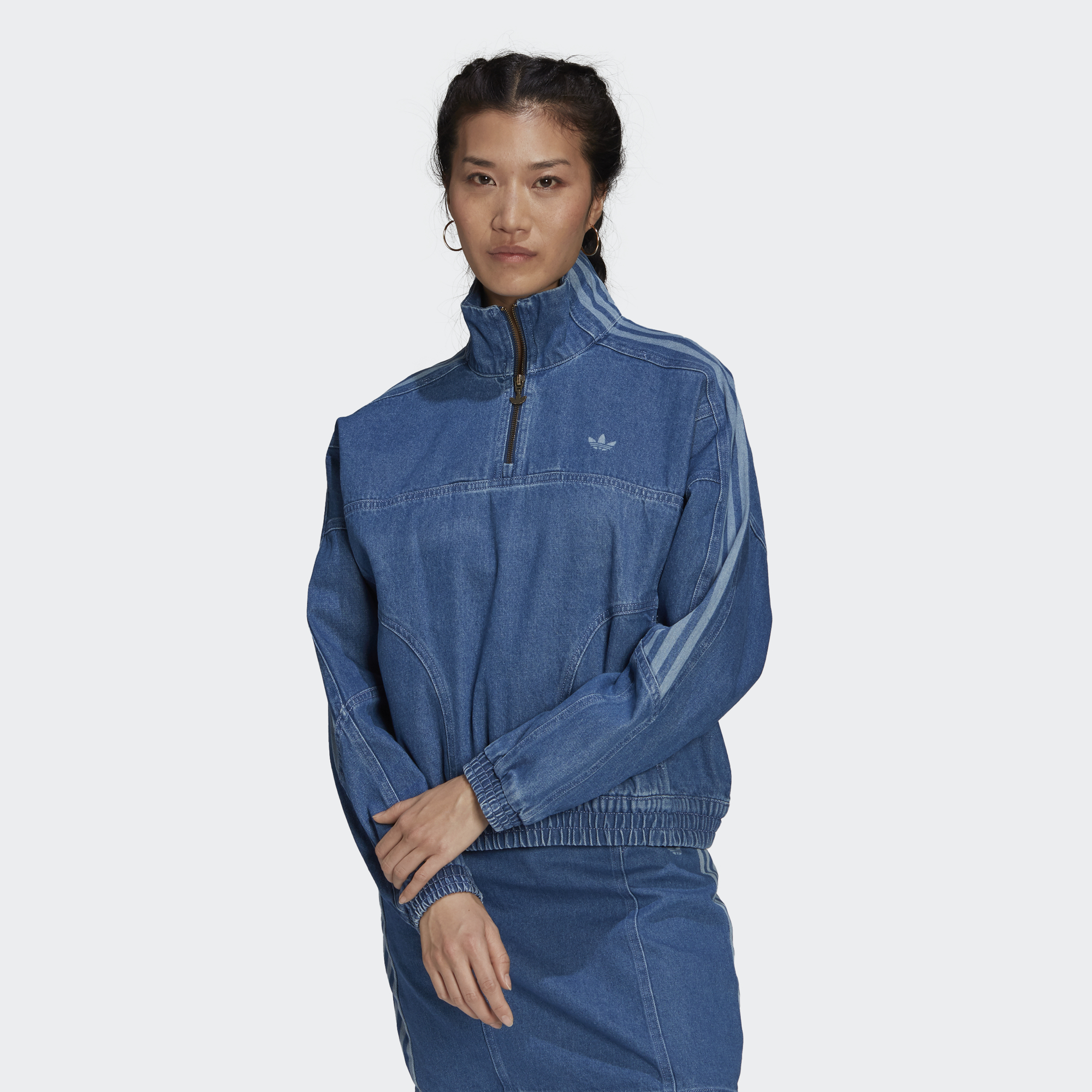 adicolor denim cropped track top